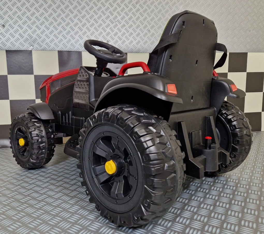 Trator elétrico crianças 12V tractor Farmer Rodas borracha Com controlo remoto Vermelho