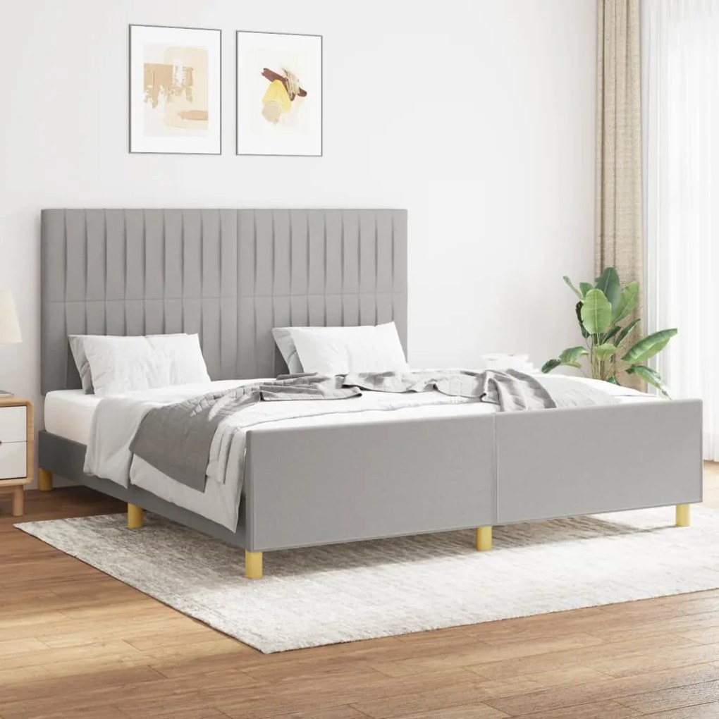 Estrutura de cama sem colchão 160x200 cm tecido cinzento-claro