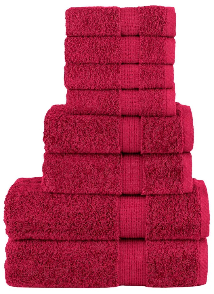 vidaXL 8pcs Conjunto toalhas banho premium SOLUND 600 gsm vermelho
