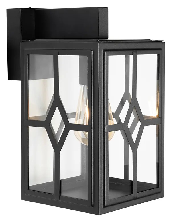 Candeeiro de parede exterior clássico preto IP44 - Dover