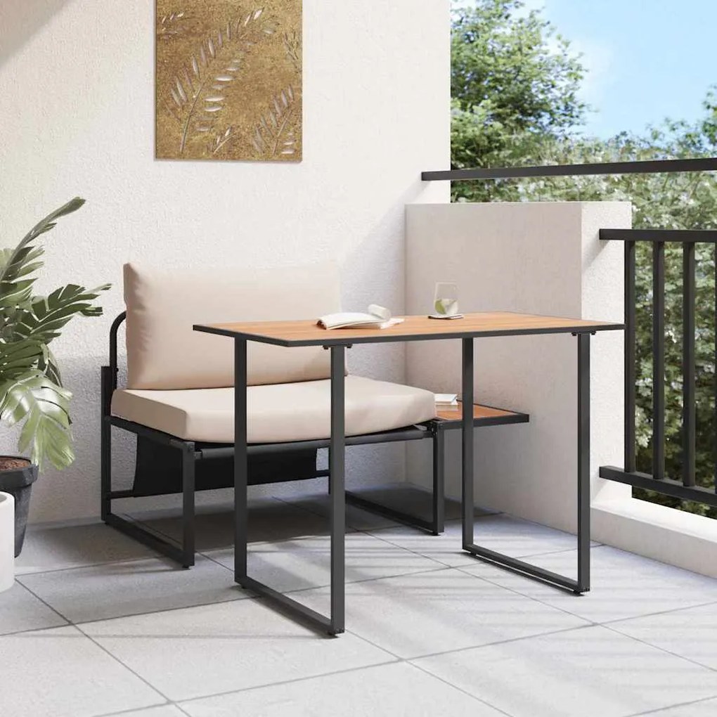 Conjunto de Jantar de Jardim com 2 Peças Cadeira Individual com Almofa