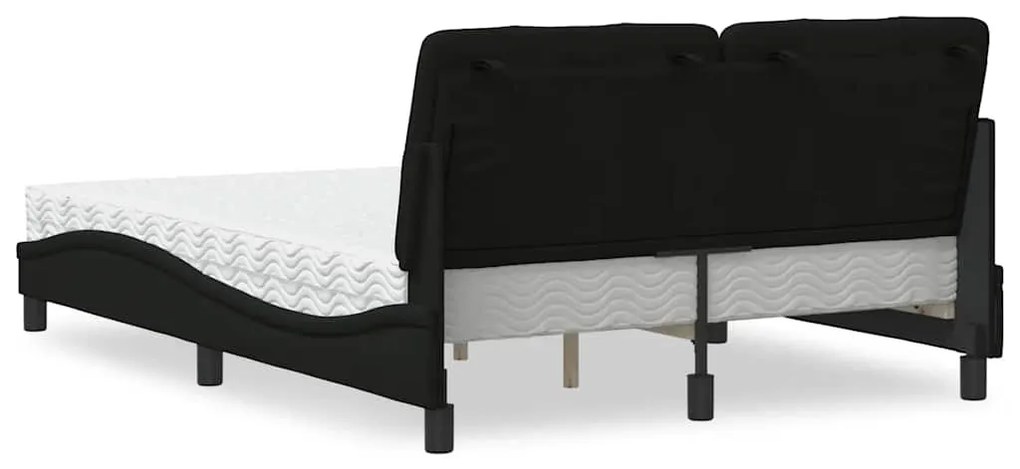 Cama com colchão 140x190 cm tecido preto