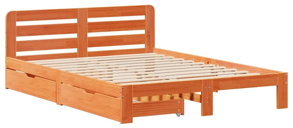 Cama sem colchão 140x190 cm pinho maciço castanho-mel