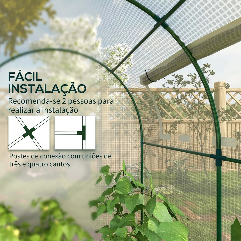 Estufa de Jardim Tipo Túnel – 180x180x200 cm – Porta Enrolável, Janela