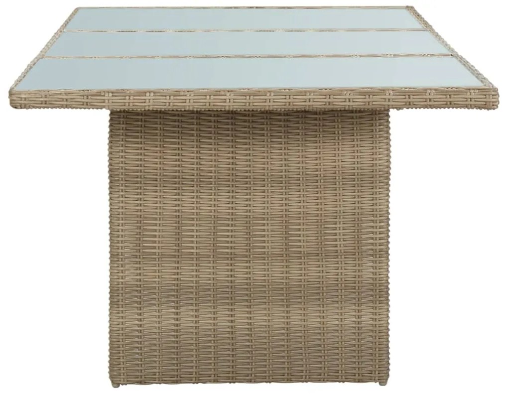 9 pcs conjunto de jantar para jardim vime PE castanho