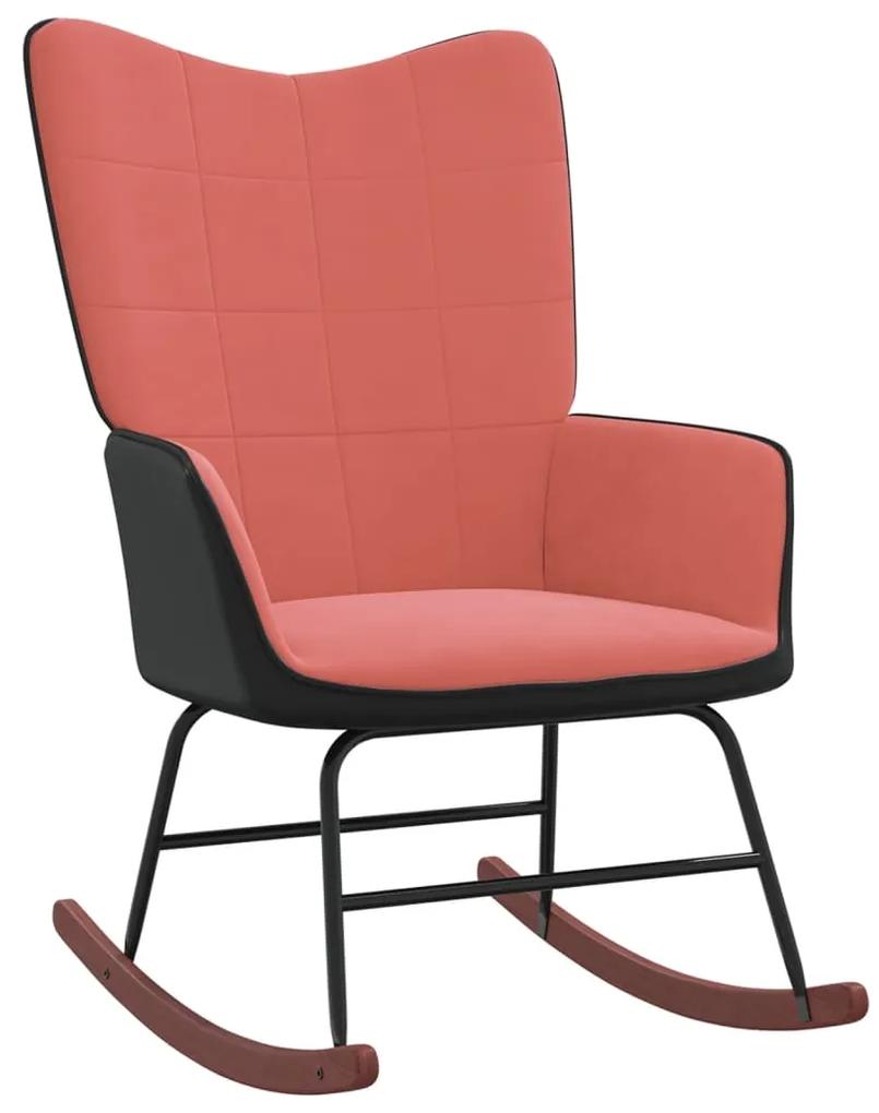 327879 vidaXL Cadeira de baloiço PVC e veludo rosa
