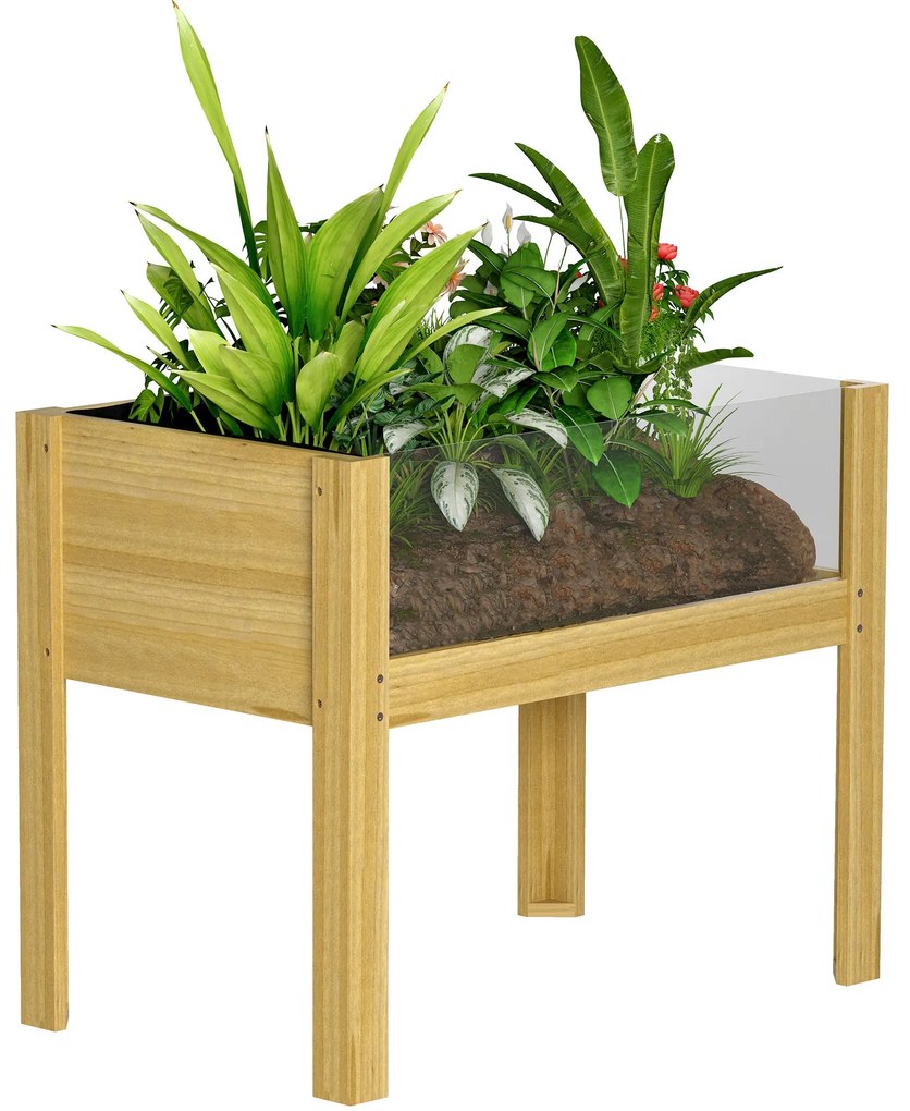 Floreira de Madeira Mesa de Cultivo com Painéis de Acrílico Floreira E