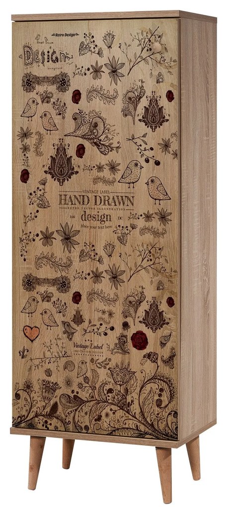 Armário para Calçado Filinta – Carvalho Sonoma – 50x135x38 cm