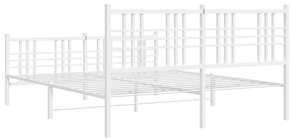 Estrutura de cama com cabeceira e pés 160x200 cm metal branco