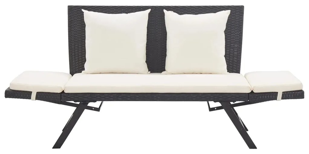 Banco de jardim c/ almofadões 176 cm vime PE preto