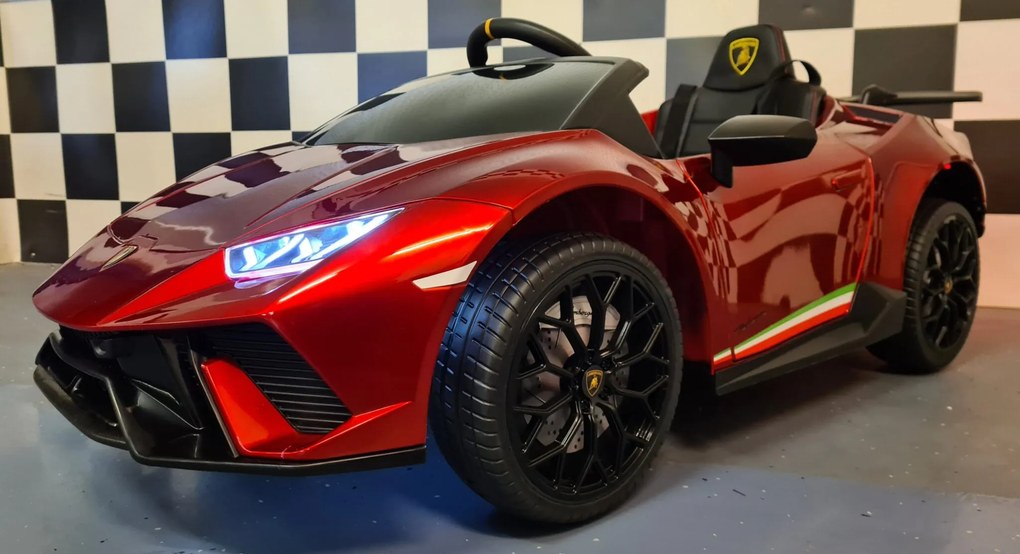 Carro infantil eléctrico Lamborghini Huracan 12 volts com controlo remoto, Pneus Borracha Vermelho