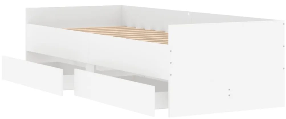 Estrutura cama de solteiro pequena c/ gavetas 75x190 cm branco