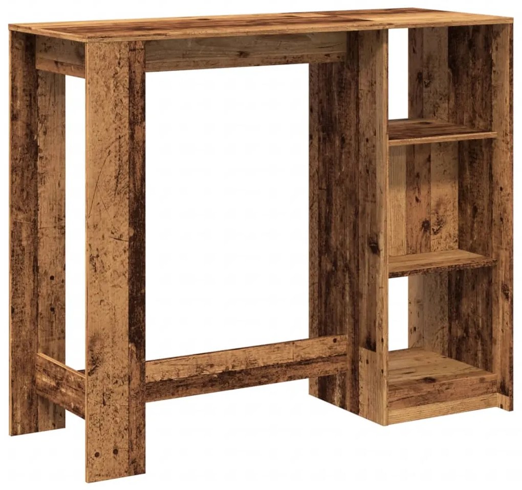 Mesa de bar com prateleiras derivados de madeira madeira velha
