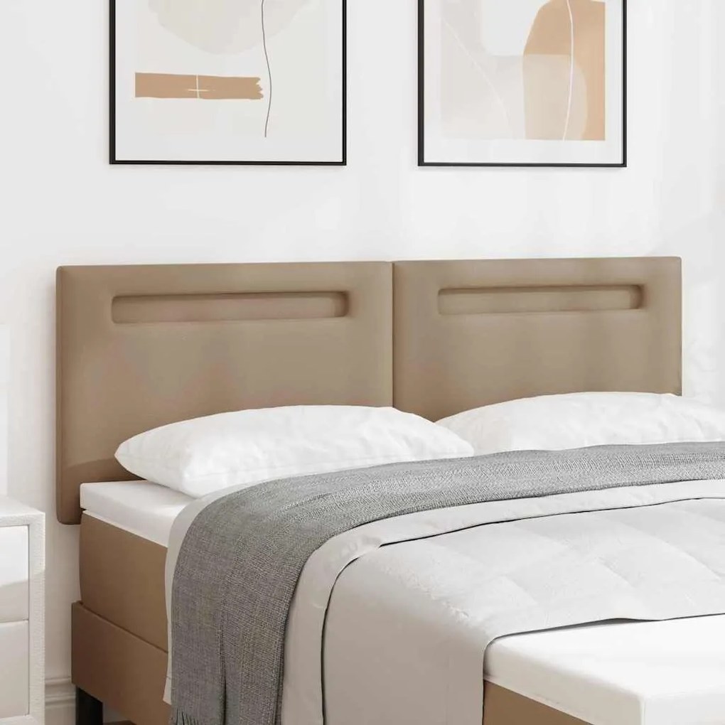 vidaXL Cabeceira LED Cappuccino 144 cm Couro Sintético