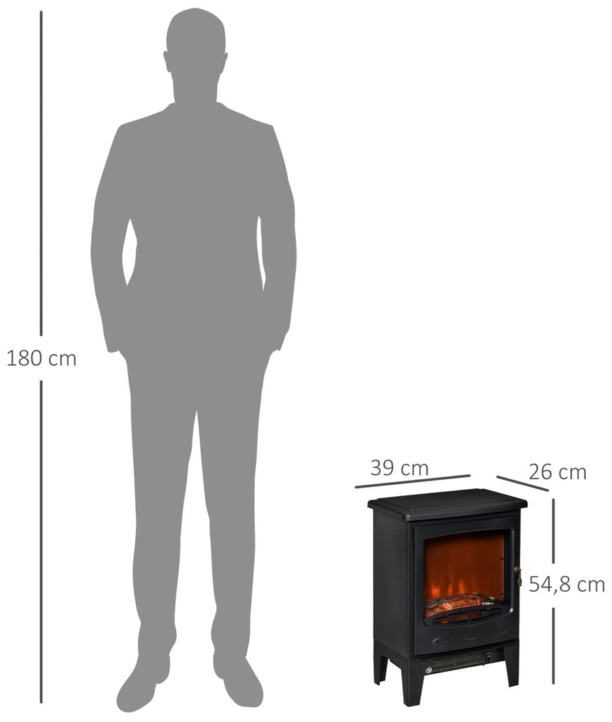 Lareira Elétrica Portátil de Aquecimento com Temperatura Ajustável e C