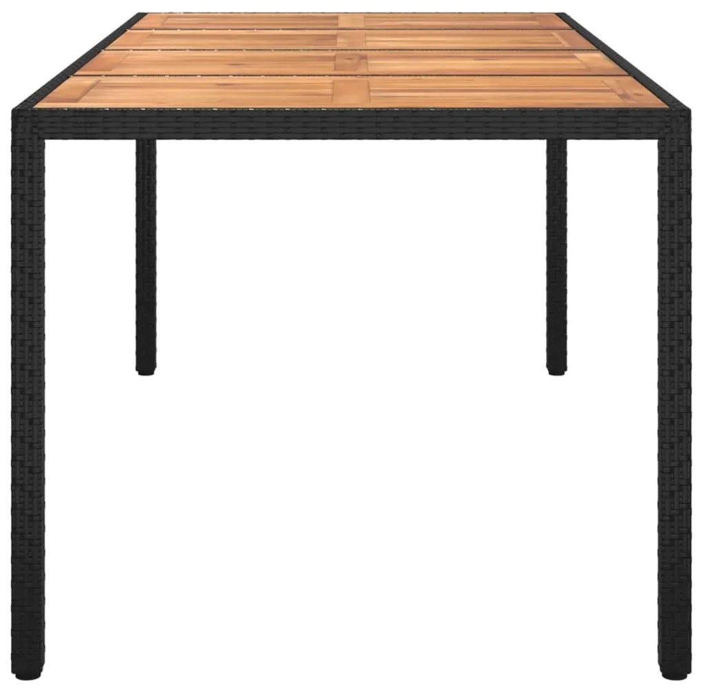 Mesa de jardim 190x90x75 cm vime PE e acácia maciça preto