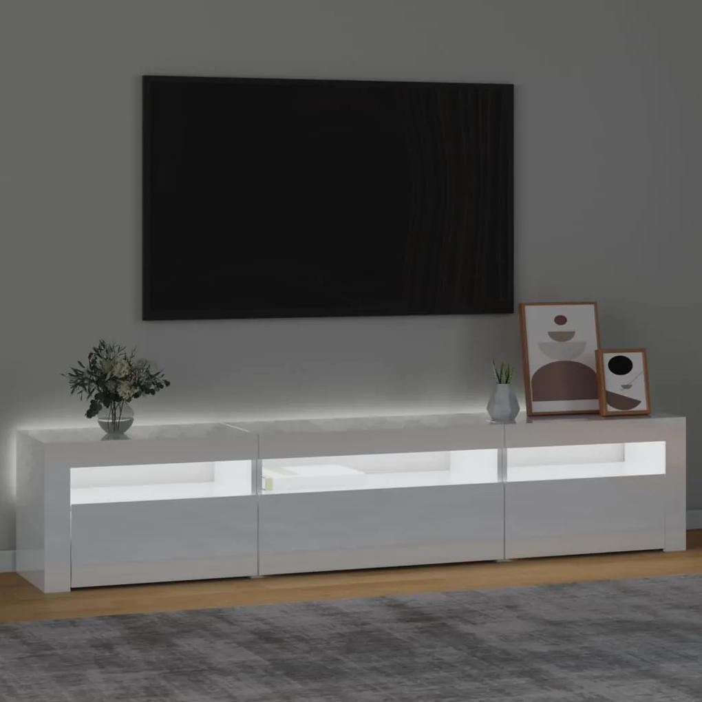 Móvel de TV com luzes LED 195x35x40 cm branco brilhante