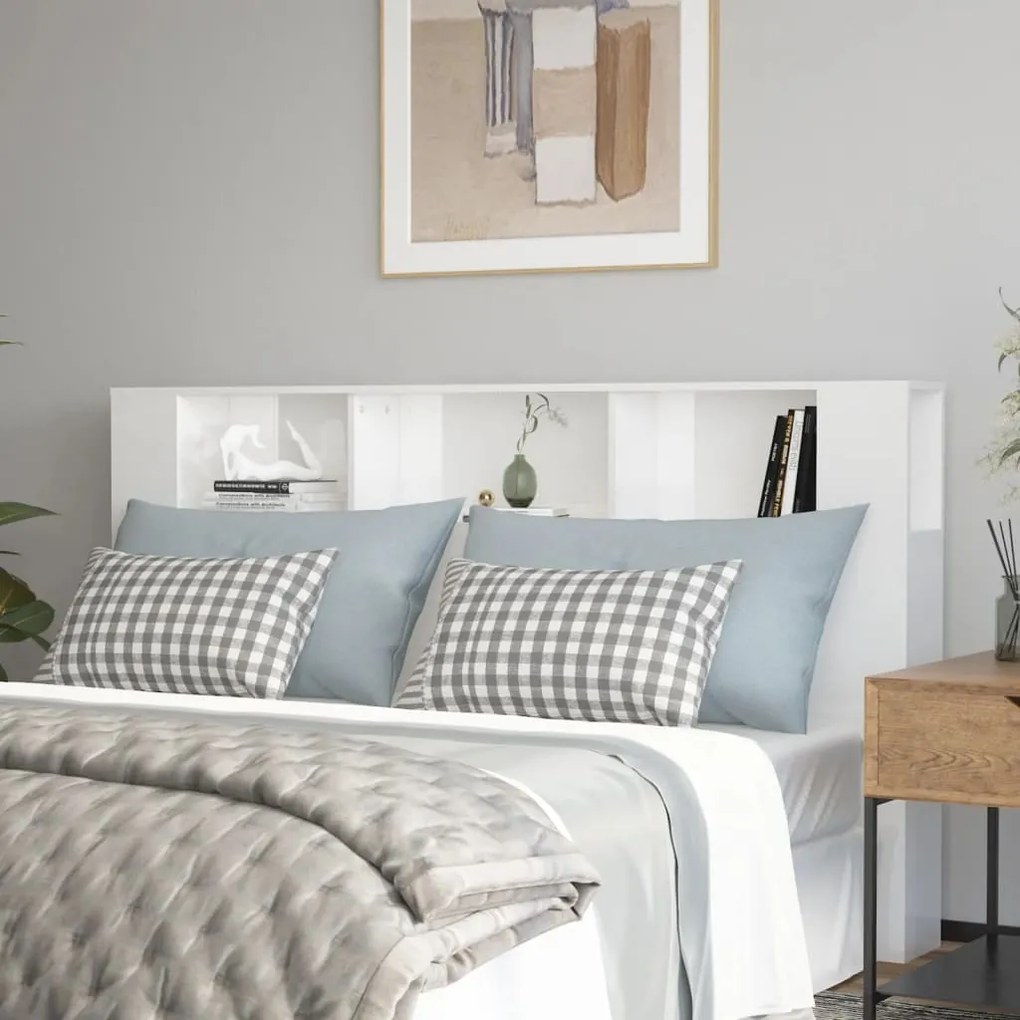 811949 vidaXL Armário de cabeceira 180x18,5x104,5 cm branco brilho alto