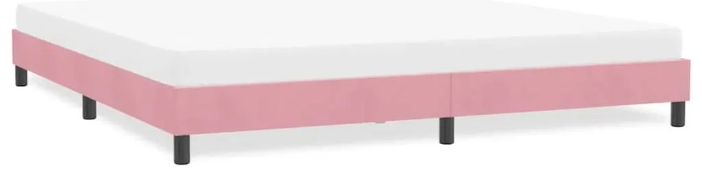 Estrutura de cama com colchão 180x220 cm veludo rosa