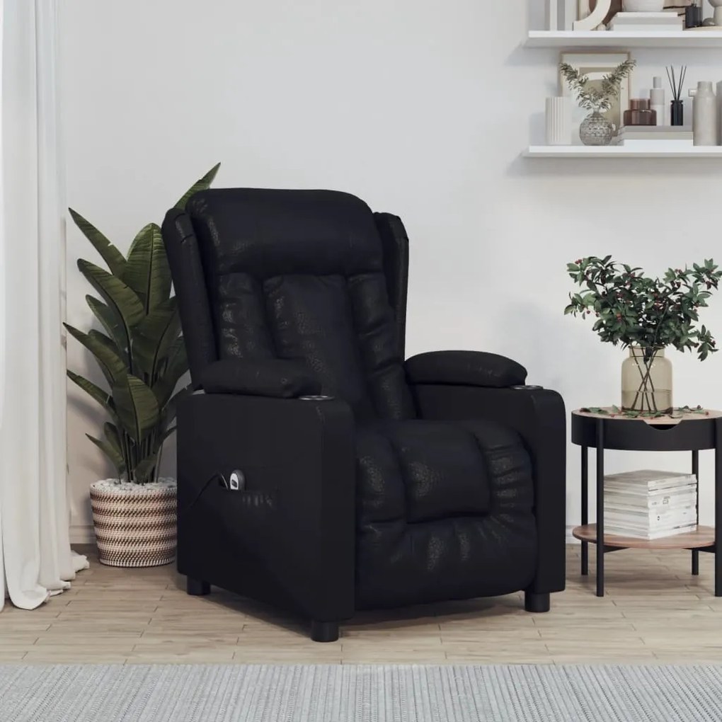 Poltrona reclinável elétrica couro artificial preto