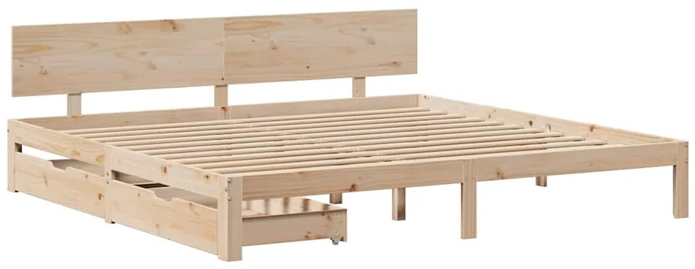 Estrutura de cama c/ gavetas 200x200 cm madeira de pinho maciça