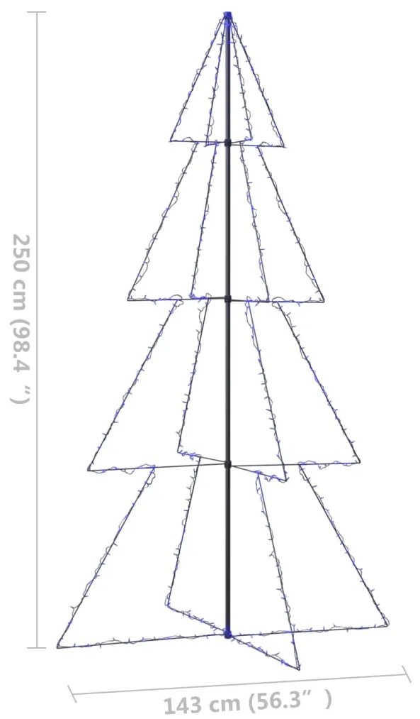 Árvore de Natal em cone 360 LEDs 143x250 cm interior e exterior