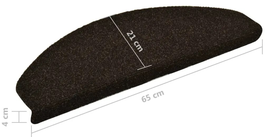 Tapetes escada autoadesivos 5 pcs 65x21x4cm castanho-escuro