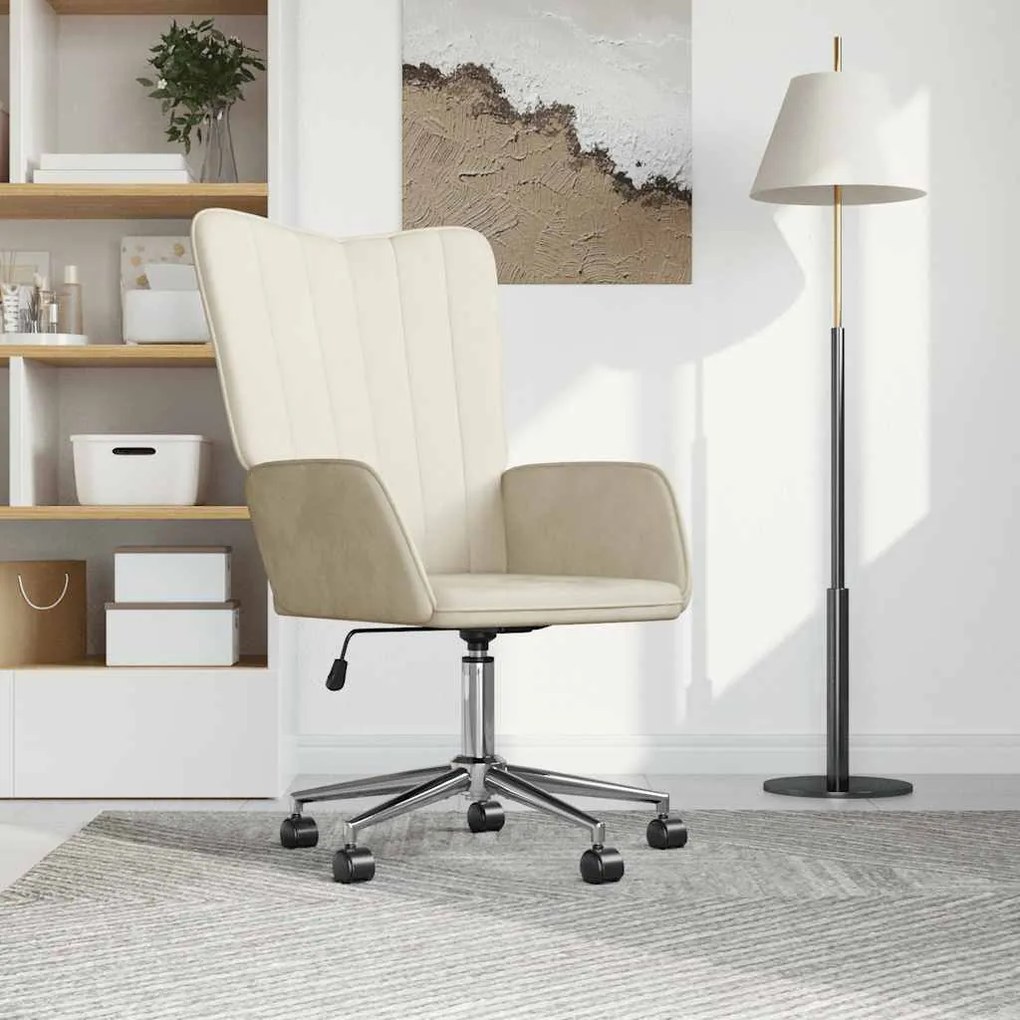 vidaXL Cadeira de descanso veludo branco nata