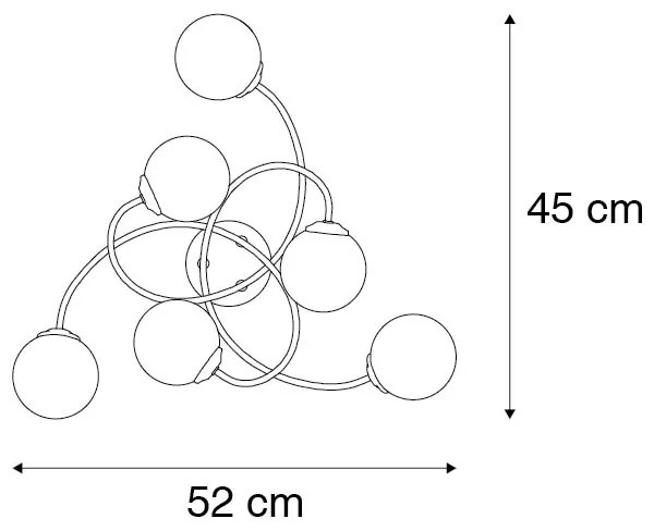 Candeeiro de teto moderno preto 6 luzes com vidro fumê - Athens