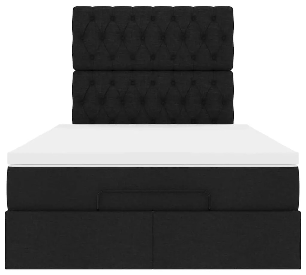 Estrutura de cama otomana com colchão preto 120x190 cm tecido