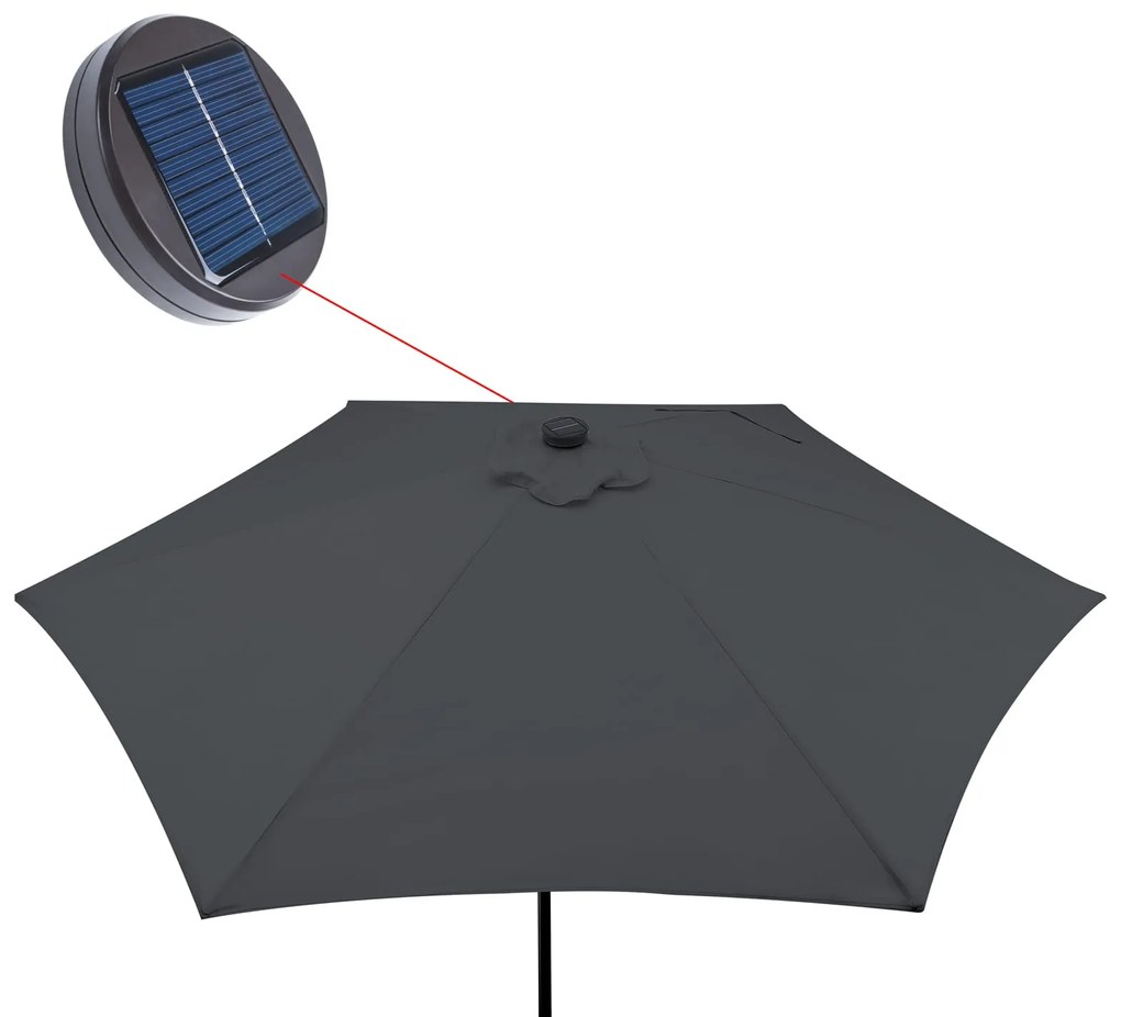 Guarda-sol LED Florida com proteção UV 80+ Ø300 x 250 cm Antracite