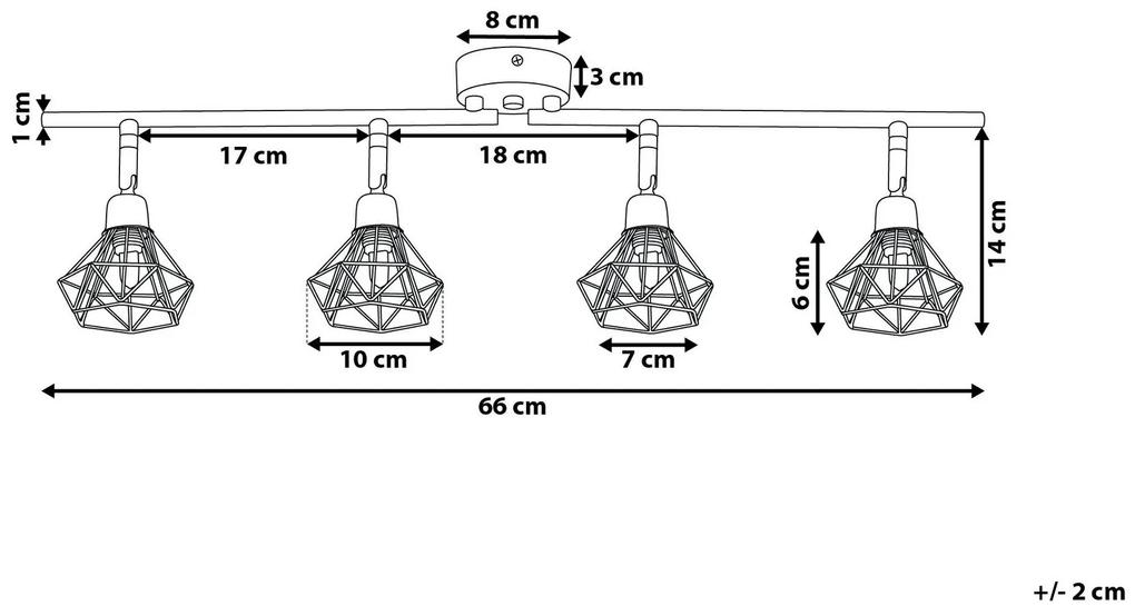 Candeeiro de teto em metal preto para 4 lâmpadas ERMA Beliani