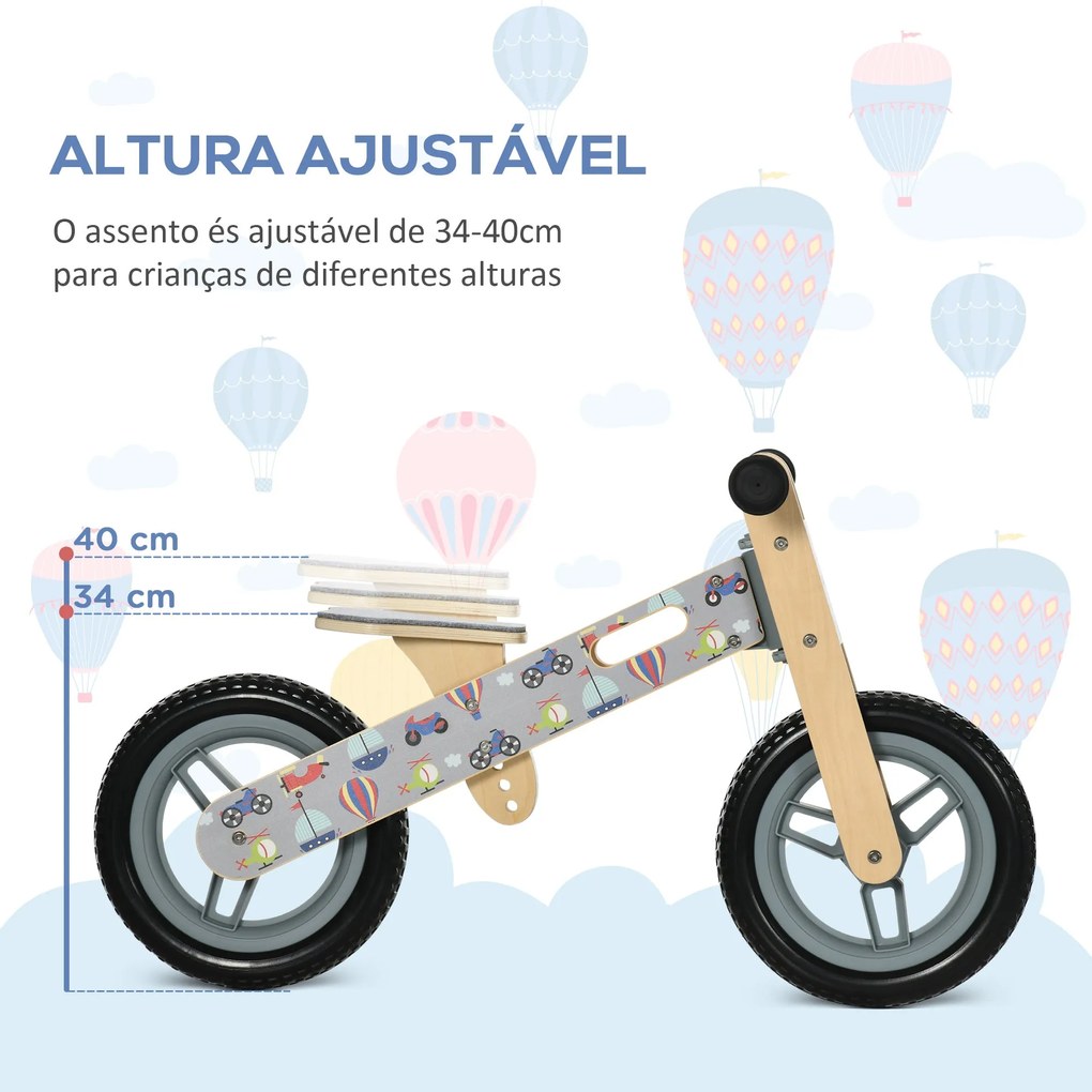 AIYAPLAY Bicicleta sem Pedais de Madeira para Crianças de 3-6 Anos com