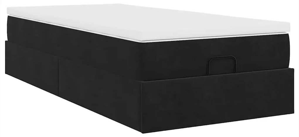 Estrutura de cama otomana vidaXL com colchão preto 100x200cm Veludo