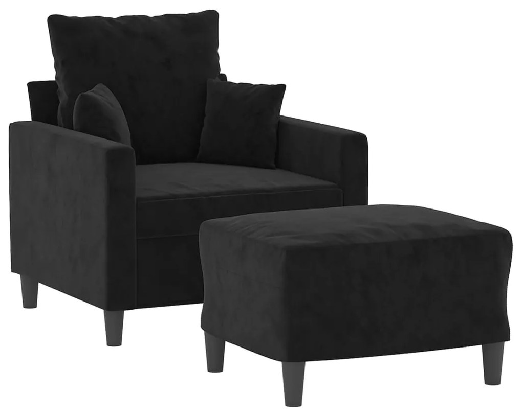 Poltrona com apoio de pés 60 cm veludo preto