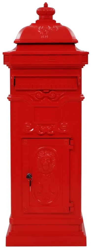 Caixa correio coluna vintage alumínio inoxidável vermelho
