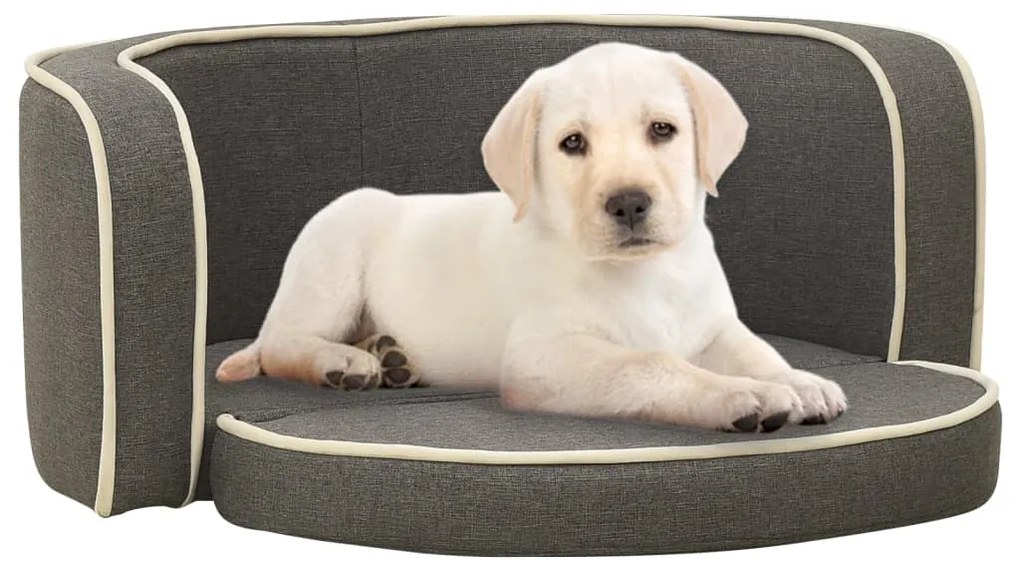 171116 vidaXL Sofá p/ cães dobrável 76x71x30 cm almofadão de linho cinzento