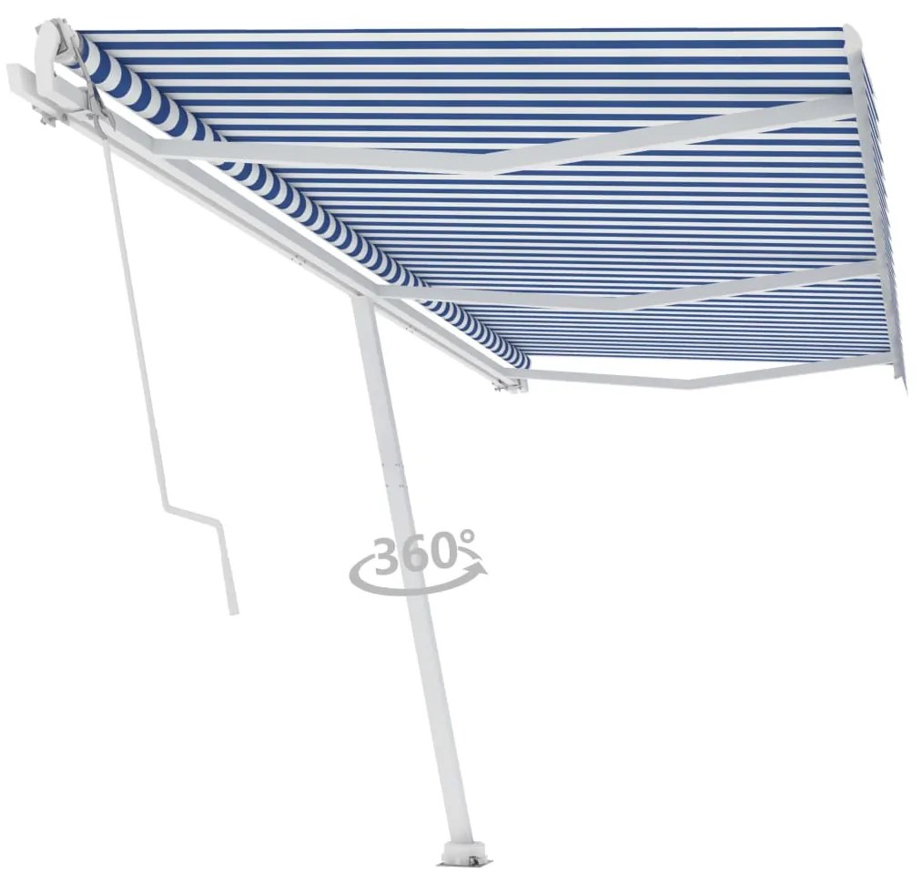 Toldo automático independente 600x300 cm azul e branco