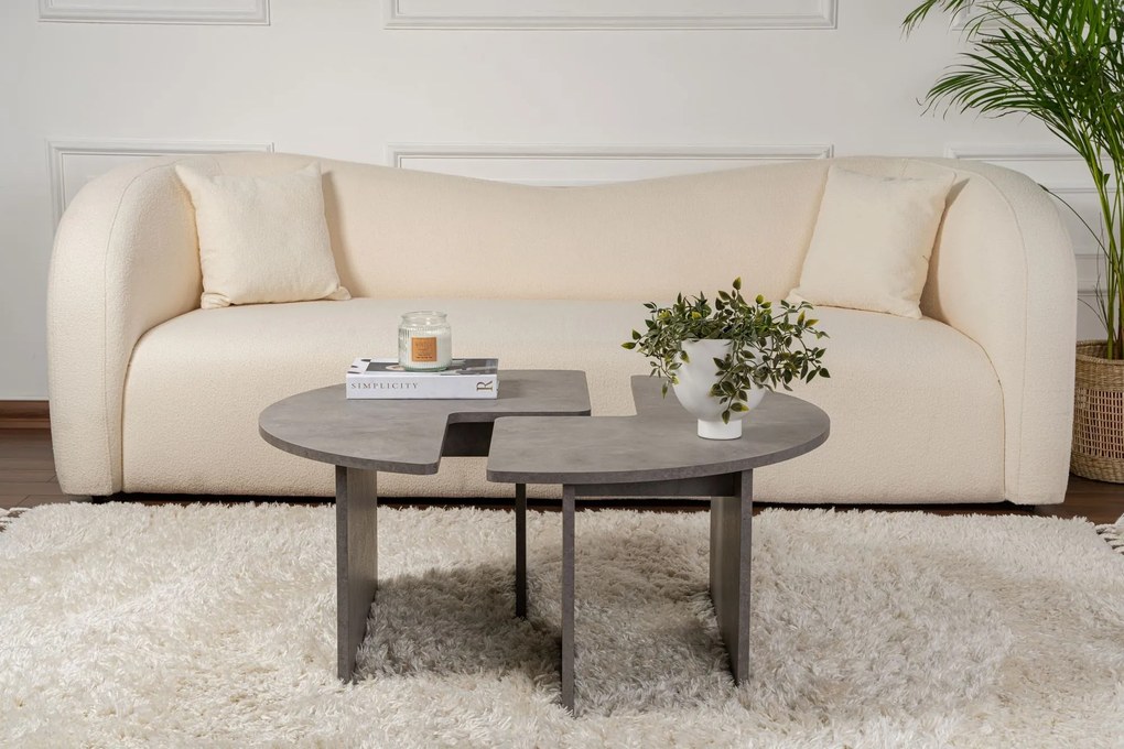 Mesa de Café Moira - Cinza Concreto - Ø90x41 cm