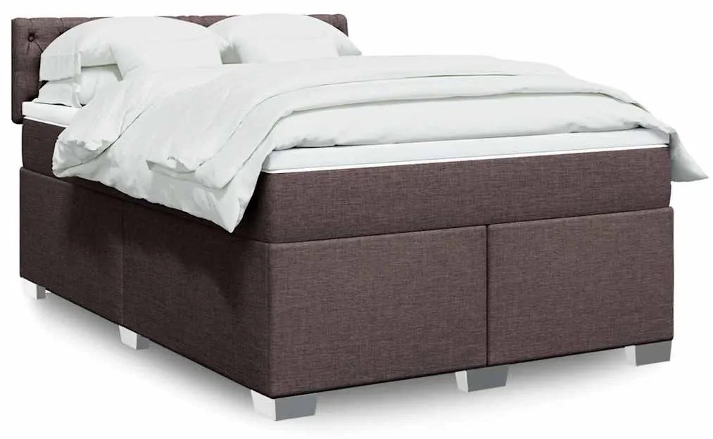 Cama com molas/colchão 140x190 cm tecido castanho-escuro