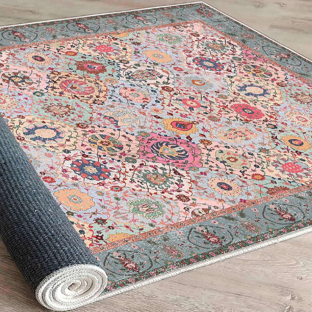 Tapete Woosonıl091 – Creme, Vermelho, Laranja, Azul, Verde – 160x230 c