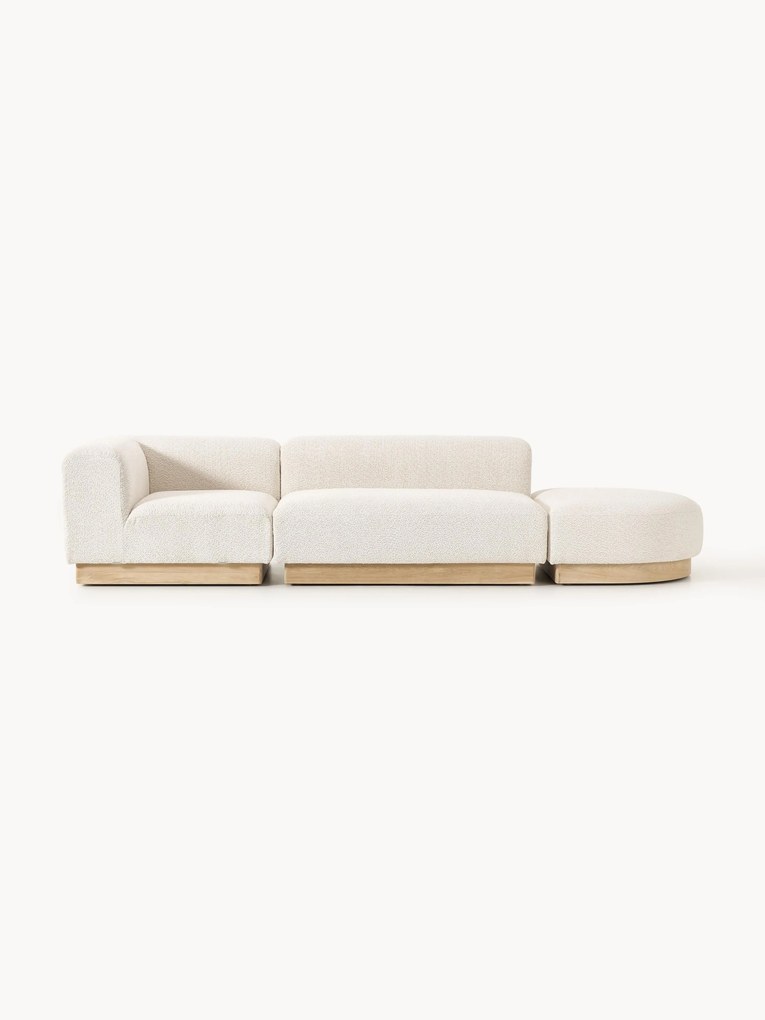 Módulo com chaise longue em teddy-bouclé com repousa pés Natalie