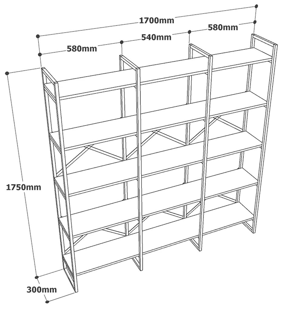 Estante VG6 – Mármore Branco e Dourado – 170x175x30 cm