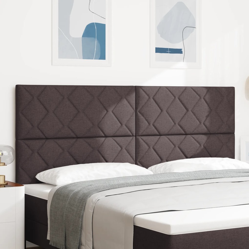 Cabeceira LED vidaXL Design de Blocos de Diamante Castanho Escuro 200 cm Tecido