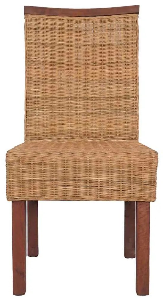 Cadeiras de jantar 2 pcs vime genuíno castanho