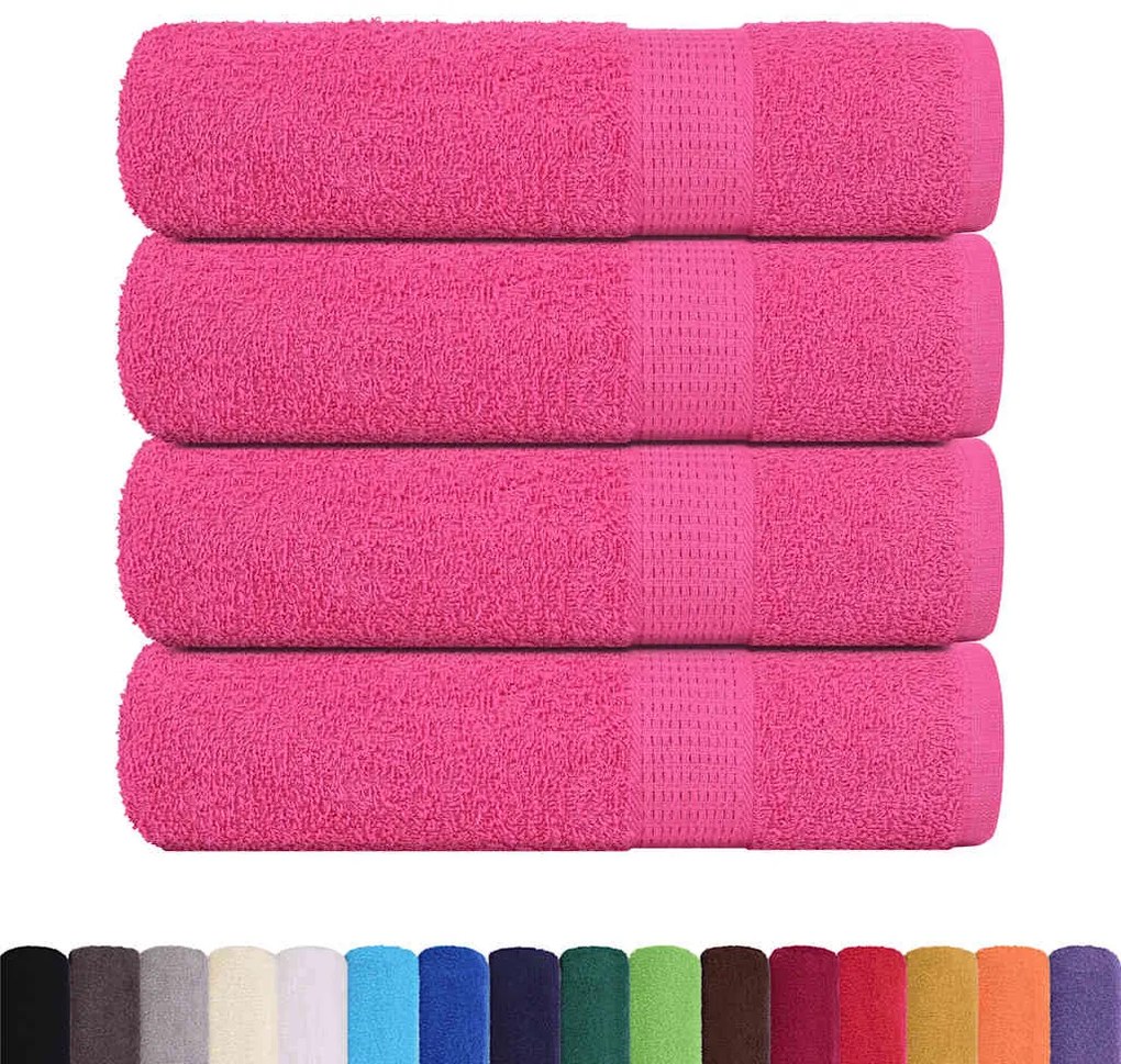 Toalhas de mãos 4 pcs 50x100 cm 360 gsm 100% algodão rosa