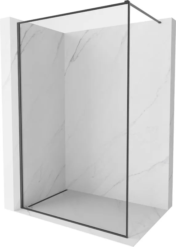 Mexen Kioto-XF parede de chuveiro Walk-in com moldura 130 x 202 cm, transparente 10 mm, cinza carvão escovado