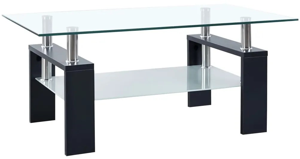 330303 vidaXL Mesa de centro 95x55x40 cm preto vidro temperado transparente