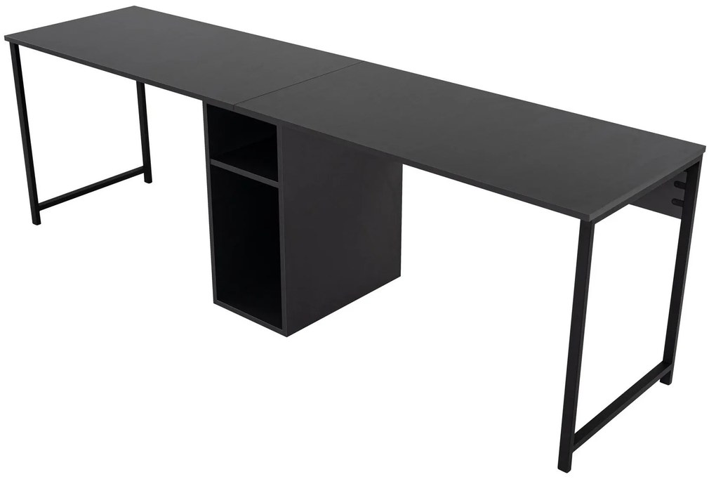 Secretária de Estudo Twin – Preto Antracite – 240x74x60 cm