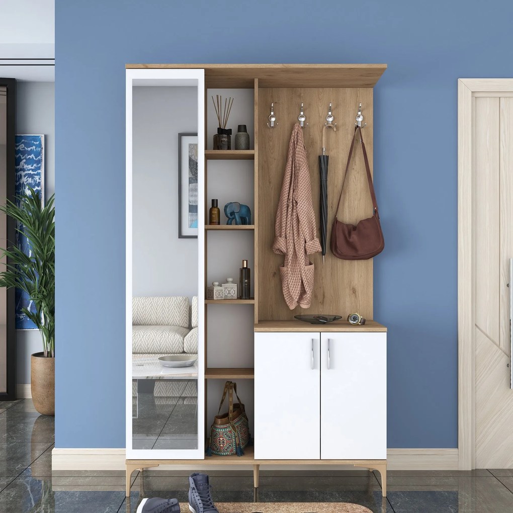 Hall Stand EA109 – Walnut White – 120x198,6x37,5 cm